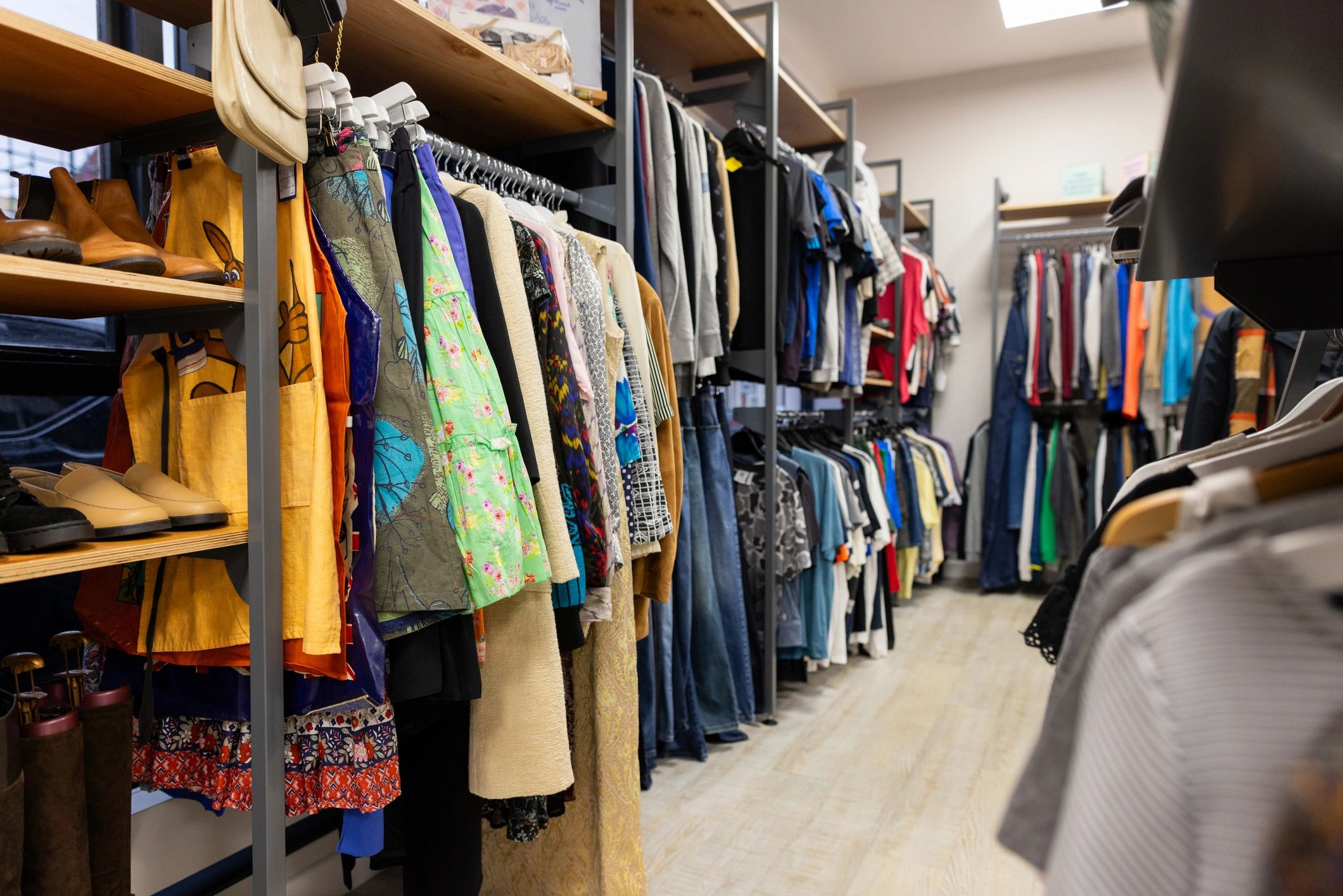 Clothing racks in a secondhand shop